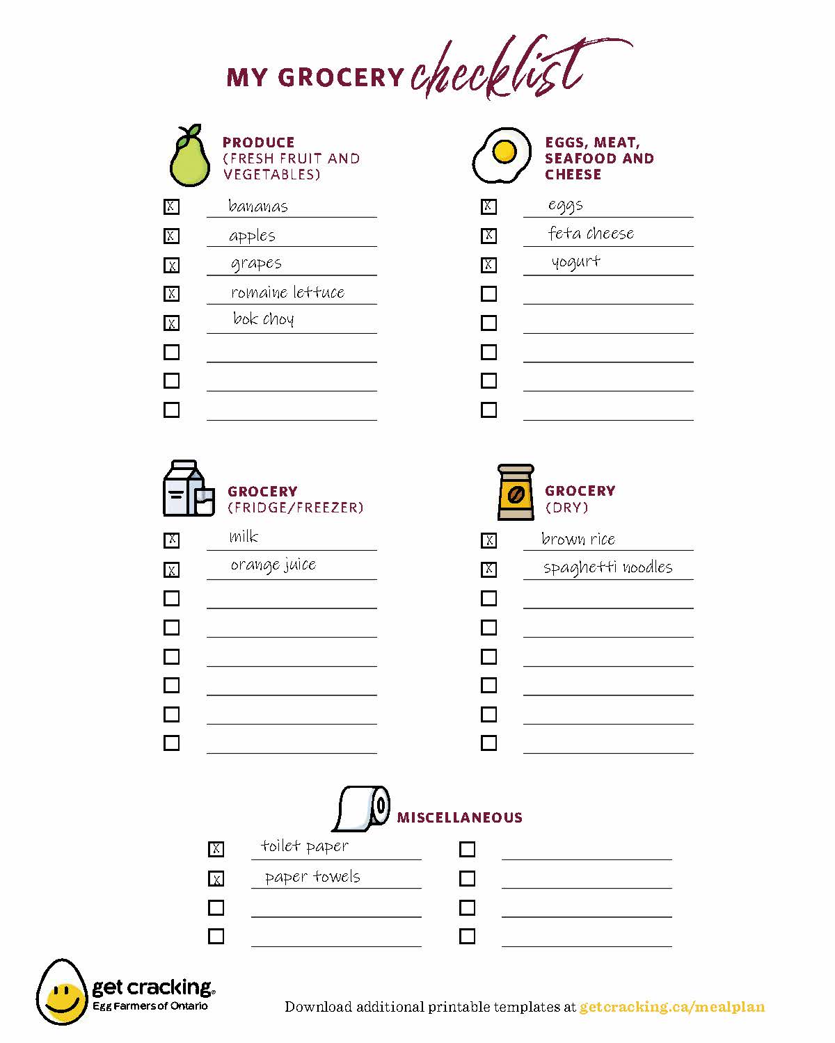 Grocery Checklist template